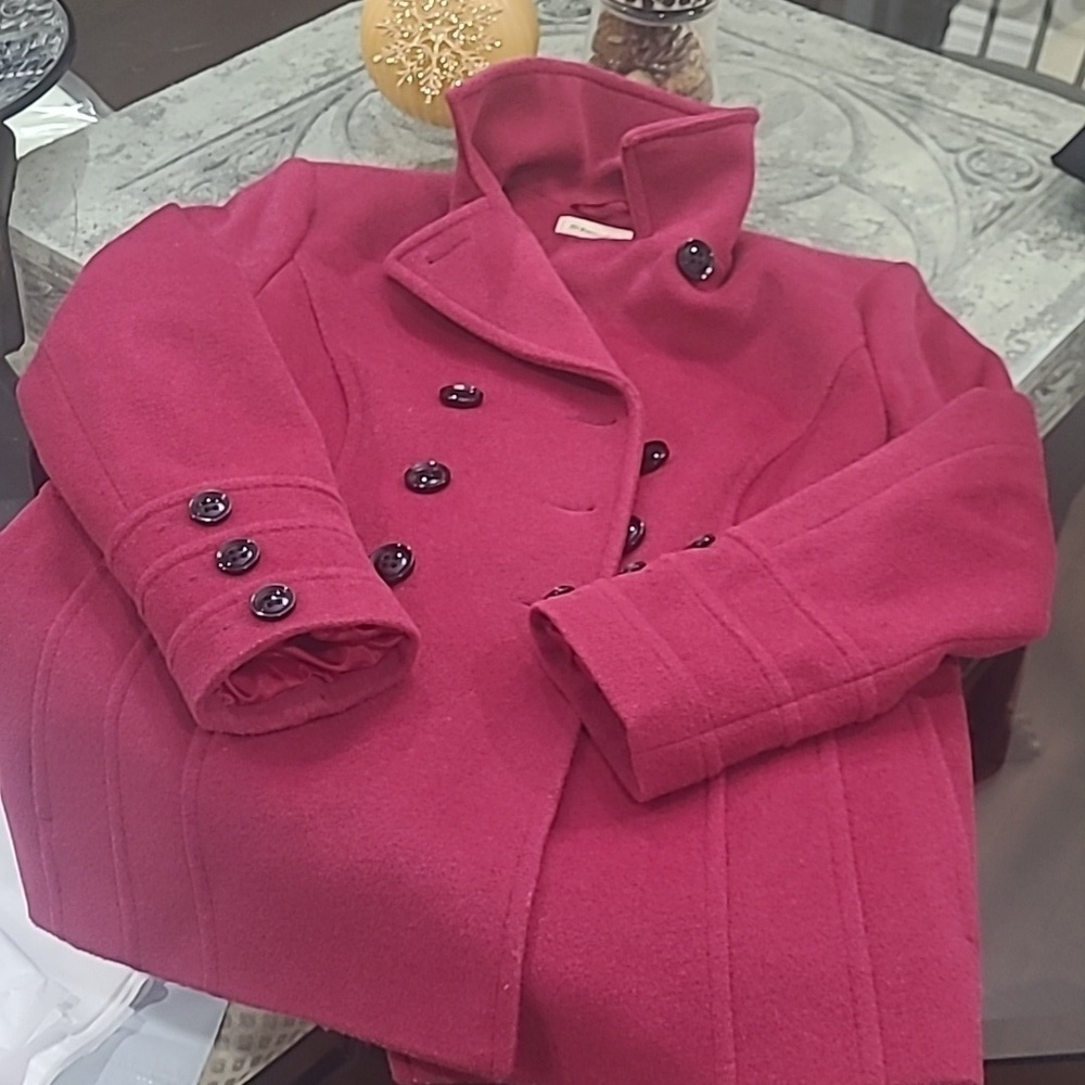 St. JOHNS BAY WOMEN'S PINK WOOL COAT LARGE